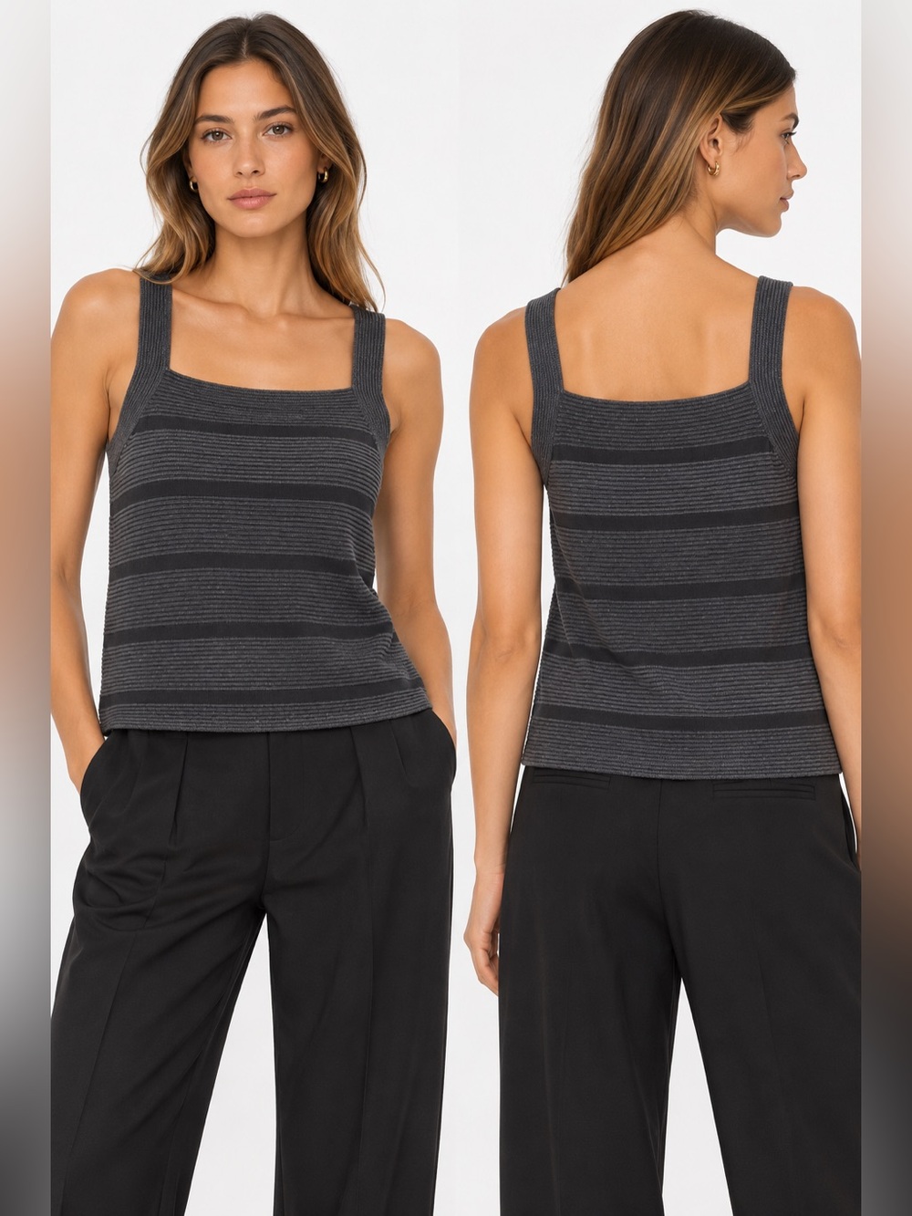 Armani Collezioni black gray  Ribbed Knit Tank Top Sleeveless Size 14 xL